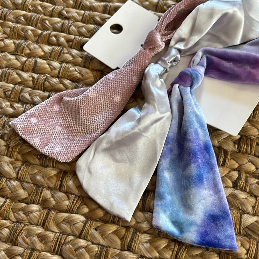 3pc Elastic Velvet & Satin Knot Ponytail Holder